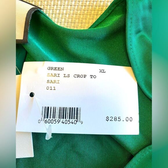 NWT Alexis designer emerald green long sleeve rouched crop top size XL as is - Picture 7 of 11